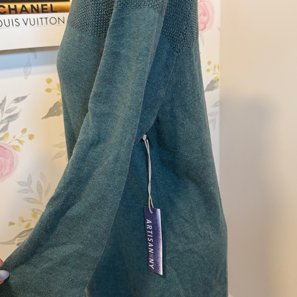 Artisan NY Womens Turtleneck Dress Size Small Aqua Blue Long Sleeve Long Knit - Picture 4 of 5